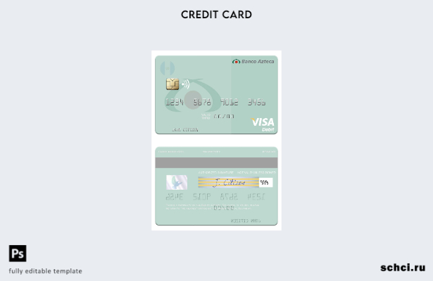 цифровая загрузка шаблона дебетовой карты Visa Salvador Banco Azteca